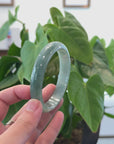 Baikalla "Half Round" Icy Green Jadeite Jade Bangle Bracelet (66.80 mm) 