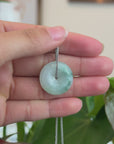 Baikalla™ "Good Luck Button" Necklace Ice Blue Green Jadeite Jade Lucky KouKou Pendant Necklace