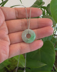 Baikalla "Good Luck Button" Necklace Green Jadeite Jade Pendant For Men