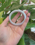 Baikalla White Oval Natural Burmese Jadeite Jade Bangle (55.39 mm) T177