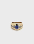 High 18k Yellow Gold Natural Round Tanzanite Men's Ring