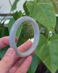 Baikalla "Half Round" Grey - Light Lavender Jadeite Jade Bangle Bracelet (62.83 mm) 