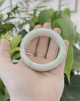 Baikalla Classic Green Natural Jadeite Jade Wider Bangle Bracelet (57.8 mm) 