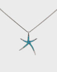 Baikalla Sterling Silver Lab-Created Blue Opal Starfish Bezel Pendant Necklace