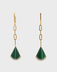 Baikalla 18K Yellow Gold Malachite and Diamond Dangle Earrings