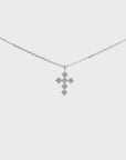 14K White Gold Cross Pendant Necklace With Diamonds