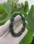 Baikalla High Quality Green Nephrite Jade Tong Tong Beads Men's Bracelet