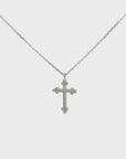 14K White Gold Cross Pendant Necklace With Diamonds