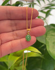 18k Rose Gold Jadeite Jade Diamond Pendant Necklace