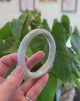 Baikalla "Half Round" Light Green Lavender Jadeite Jade Bangle Bracelet (66.3 mm) 