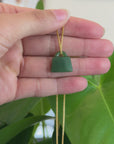 Green Nephrite Jade Lock Pendant Necklace