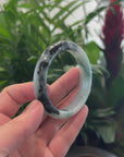 "Classic Princess Half Round" Blue- Green Jadeite Jade Bangle (55.2 mm) 