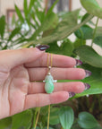 Natural Unique Jadeite Jade Lucky Bottle Necklace with 14k Yellow Gold Bail