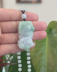 Baikalla™ Pi Xiu Genuine Burmese Lavender Green Jadeite Jade PiXiu Pendant Necklace (FengShui Lucky)