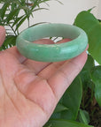 Baikalla Classic Green Natural Jadeite Jade Wider Bangle Bracelet (58.41mm) 