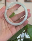 Baikalla™ "Classic" Genuine Jadeite Jade White-Green Bangle Bracelet (62.50mm) 