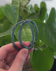 " Petite" Natural Guatemalan Blue Jadeite Jade Bangle Bracelet (58 mm) 