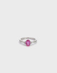 14k White Gold Natural Pink Sapphire Ring with Diamonds