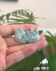 Genuine Burmese Ice Blue-Green Jadeite Jade PiXiu Pendant Necklace