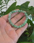 Natural Jadeite Jade Round Green Beads Bracelet ( 7.5 mm )