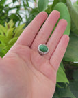 18k White Gold Natural Imperial Green Jadeite Jade Engagement Ring With Diamonds