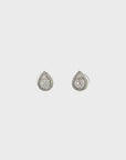 18k Classic White Gold Pear Diamond Earrings