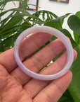 High-quality Lavender Natural Burmese Jadeite Jade Oval Bangle (53.36 mm ) 