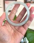 Baikalla™ "Classic" Genuine Jadeite Jade White-Green Bangle Bracelet (63.01mm) 