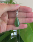 Baikalla™ "Classic Tear-Drop" Sterling Silver Green Jade Tear Drop Pendant Necklace