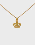 24k Yellow Gold Crown Pendant Necklace