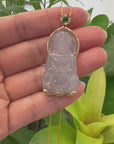 Baikalla 14k Gold "Goddess of Compassion" Genuine Burmese Jadeite Jade Guanyin Necklace