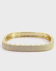 Sterling Silver Gold Plated CZ Square Bangle Bracelet