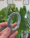 Baikalla "Half Round" Blue-Green Jadeite Jade Bangle Bracelet (63.4 mm) 