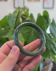 Baikalla "Half Round"  Light Green Jadeite Jade Bangle Bracelet (61 mm) 