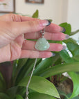 Baikalla™ "Laughing Buddha" Genuine Green Jadeite Buddha Pendant Necklace With Silver  Bail