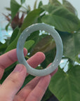 Natural Burmese Icy Oil Green Jadeite Jade Traditional Full Round Bangle Bracelet (56.66mm) 