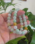 Genuine Jadeite Jade Round Multiple Colors Beads Bracelet ( 9.5 mm)