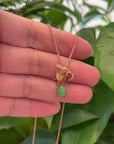 18k Rose Gold Jadeite Jade Diamond Pendant Necklace