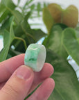 Natural Burmese Green Jadeite Jade Bend Men's Ring