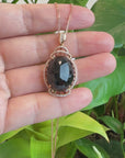 Baikalla™ "High end Jadeite Jewelry" 18K Rose Gold Genuine Burmese Black Jadeite Pendant Necklace