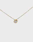 14k Yellow Gold Round Moissanite Pendant Necklace