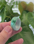 Natural Burmese Green Jadeite Jade Bend Men's Ring