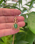 18K Rose Gold Oval Imperial Jadeite Jade Lucky Bottle Necklace with Diamonds