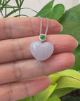 Baikalla 14K Yellow Gold Genuine Burmese Lavender Jadeite Jade Heart Pendant with VS1 Diamonds High Jewelry