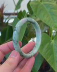 Baikalla "Half Round" Spotted Deep Green Jadeite Jade Bangle Bracelet (61.98 mm) 