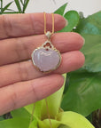 Baikalla 14K Yellow Gold Genuine Burmese Lavender Jadeite Jade Heart Pendant with VS1 Diamonds High Jewelry