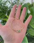 18k Rose Gold "Morning Glory" Half Bracelet Bangle with Green Imperial Jade & Diamonds