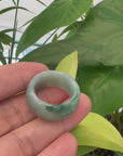 Genuine Burmese Blue-green Jadeite Jade Men's Band Ring