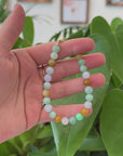 High Multiple Colors Jadeite Jade Beads Bracelet With 18K Yellow Gold Clasp ( 7.5 mm )