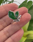 Baikalla 18k White Gold Natural Imperial Jadeite Jade Butterfly Engagement Ring With Diamonds